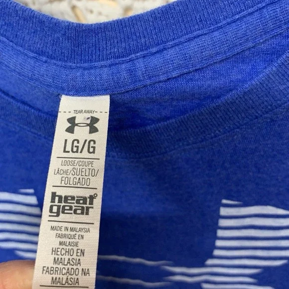 Under Armour Heat Gear‎ T Shirt Adult Large Blue Loose Fit Athletic Mens - Picture 5 of 6